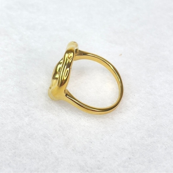 Brand NEW Gold Plated Stainless Steel Irregular Circle Ring Size 8 - Picture 3 of 6